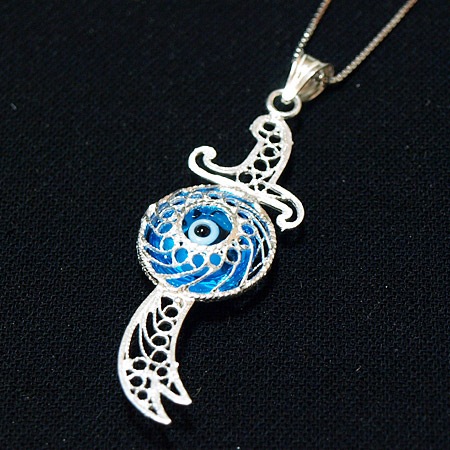 ナザールボンジュウペンダントトップ　N-PS3905B　シルバー925/水色目玉