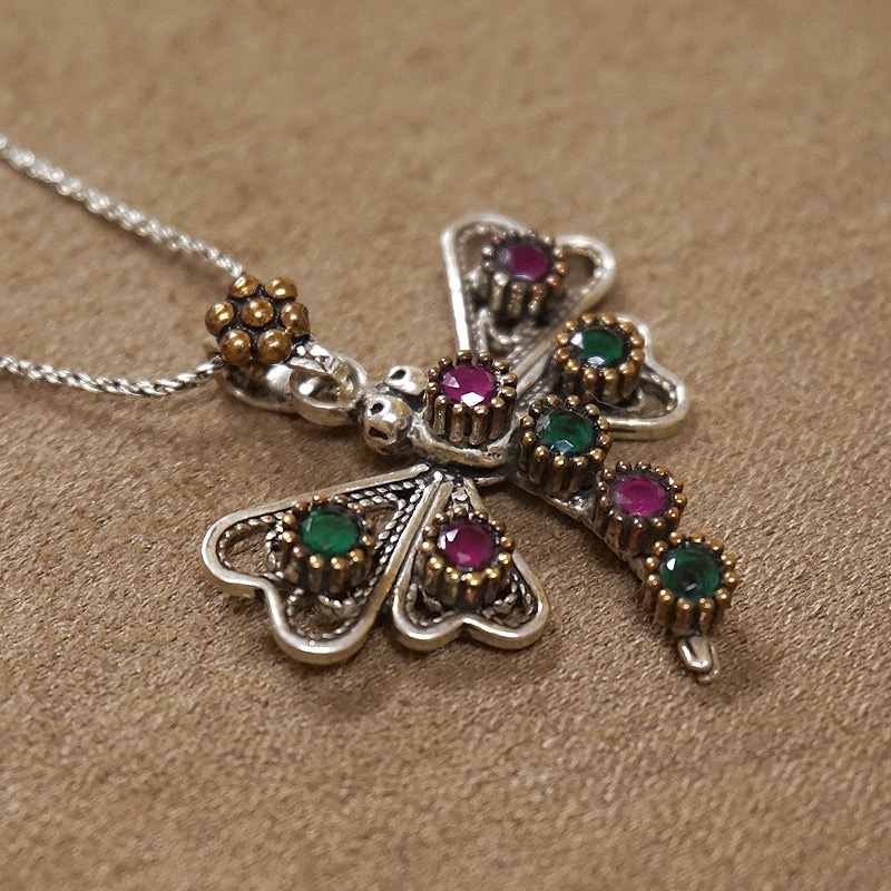 トルコ伝統の銀線細工 テルキャーリ ペンダント（チェーン付）　SV-N-TK012