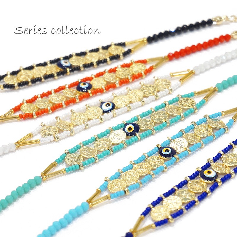 ナザールボンジュウ　ビーズブレスレット　N-B14126TQ　ターコイズ