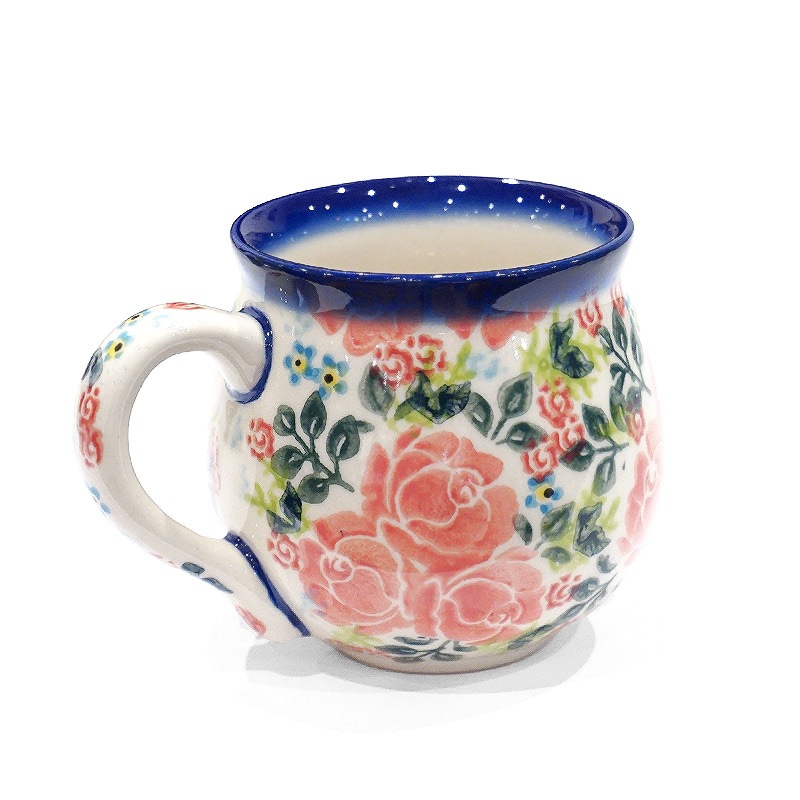 ポーランド陶器　ポーリッシュポタリー 「VENA」 マグカップ（約220cc） V337-U625　赤い薔薇