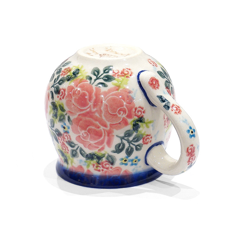 ポーランド陶器　ポーリッシュポタリー 「VENA」 マグカップ（約220cc） V337-U625　赤い薔薇