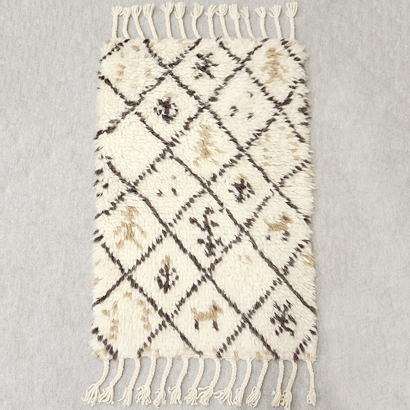 手織り モロッカンテイストラグ　約80×50cm　ブラウン　MRG50-301BR