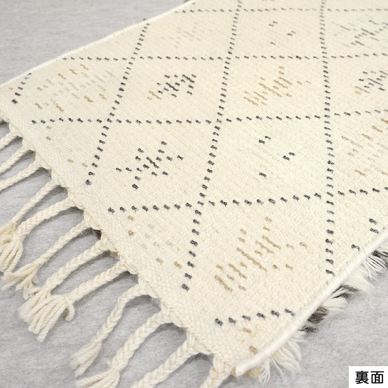 手織り モロッカンテイストラグ　約80×50cm　ブラウン　MRG50-301BR