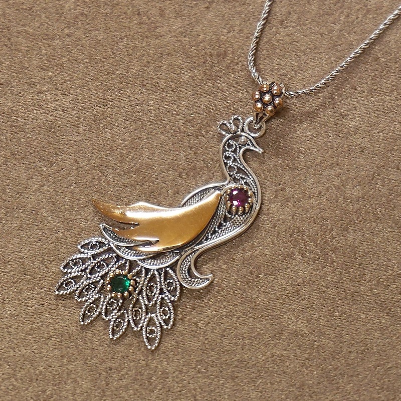 トルコ伝統の銀線細工 テルキャーリ ペンダント（チェーン付） SV-N