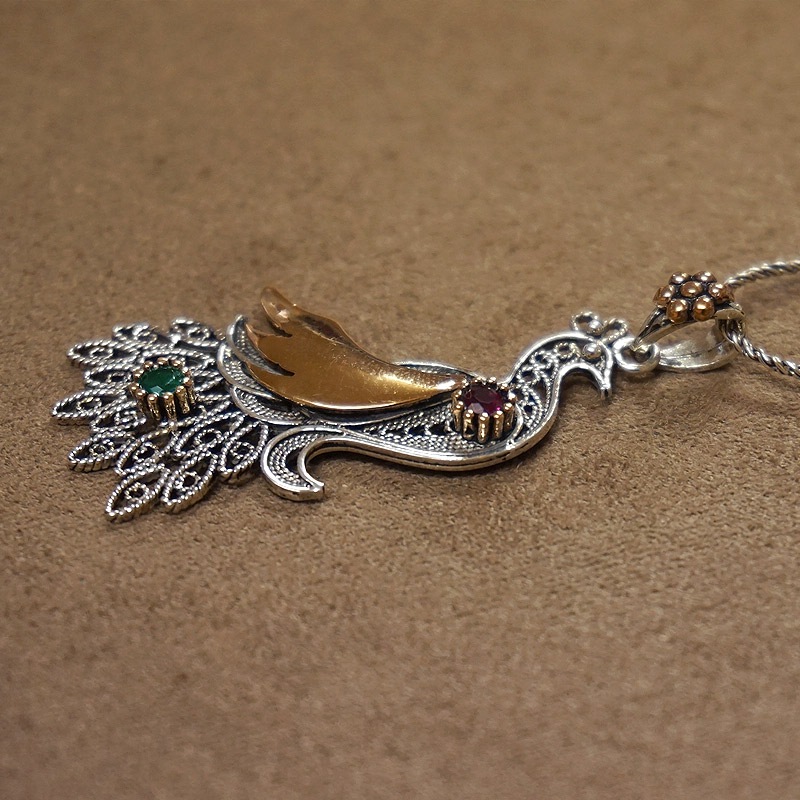 トルコ伝統の銀線細工 テルキャーリ ペンダント（チェーン付） SV-N