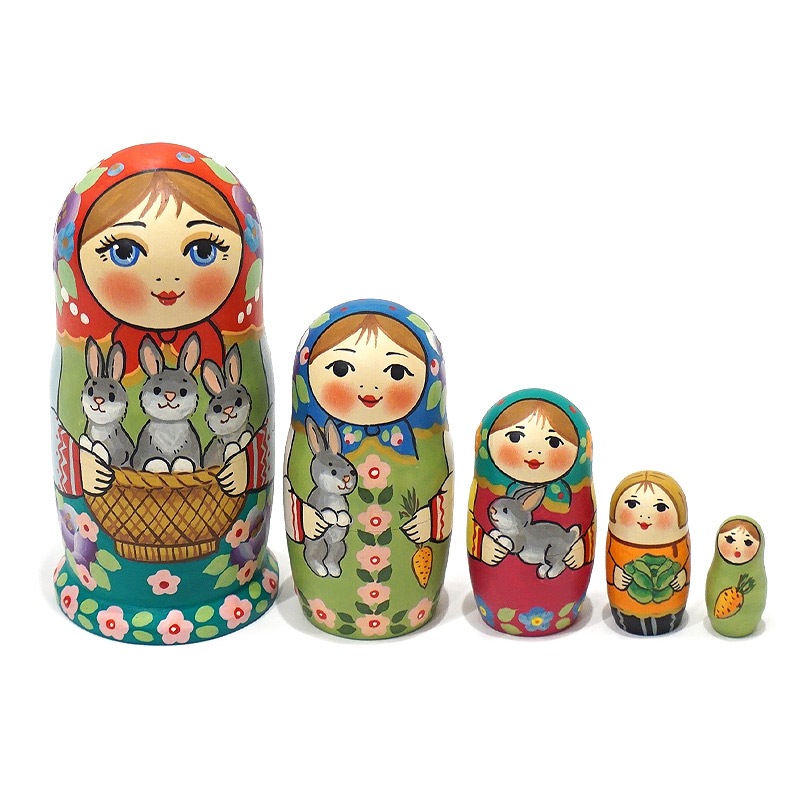 ロシア　ナジェジダ・イワンツォワ作　マトリョーシカ小（5P） MAT-188