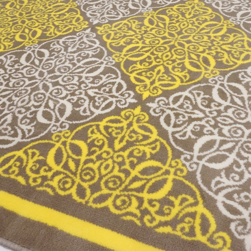 フランス モケット織マット 90×60cm ダマスク/イエロー FRG60-DAMAS-YL