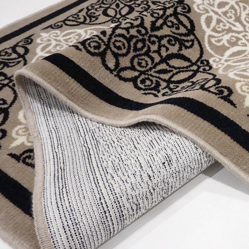 フランス モケット織マット 90×60cm ダマスク/ブラック FRG60-DAMAS-BK