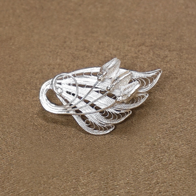 トルコ伝統の銀線細工 テルキャーリ ブローチ　SV-BR-TK005