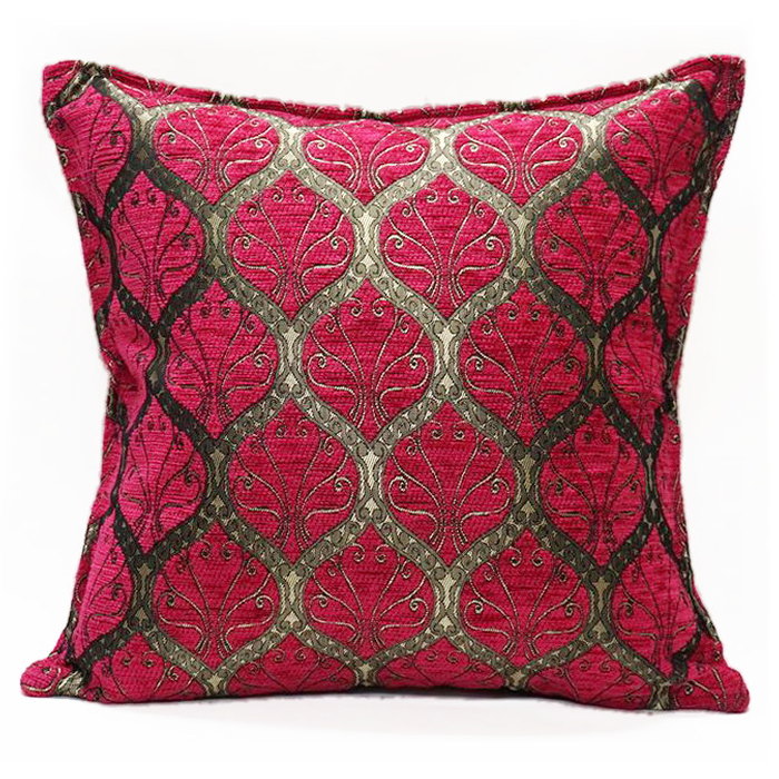 シェニールクッションカバー　CC-PKPK　ピーコック柄/ピンク（40～45cm角対応サイズ）