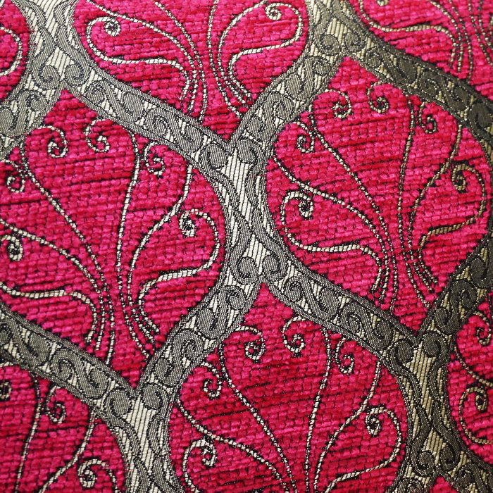 シェニールクッションカバー　CC-PKPK　ピーコック柄/ピンク（40～45cm角対応サイズ）