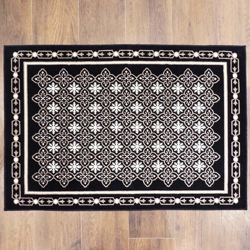 フランス モケット織マット 90×60cm　チュイル/ブラック　FRG60-TUIRE-BK