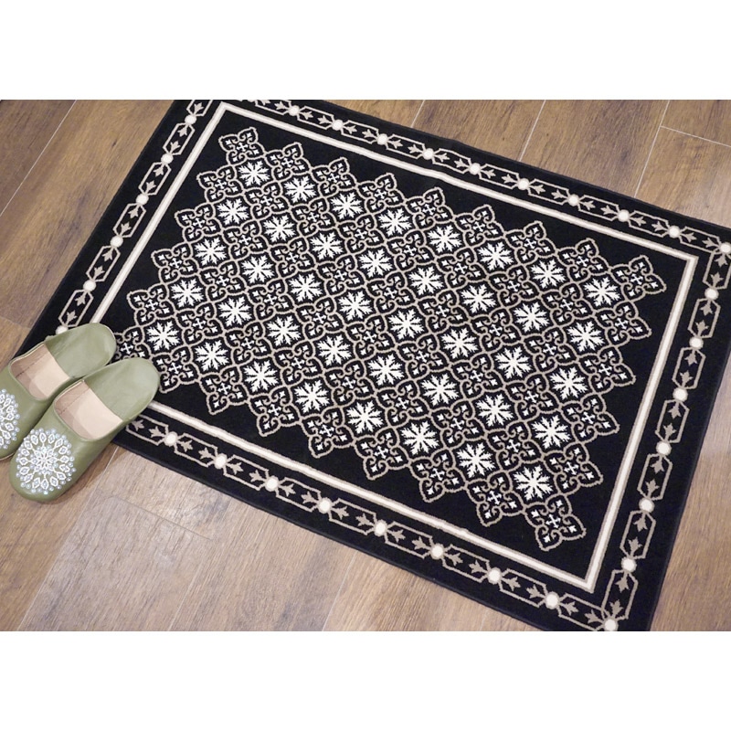 フランス モケット織マット 90×60cm　チュイル/ブラック　FRG60-TUIRE-BK