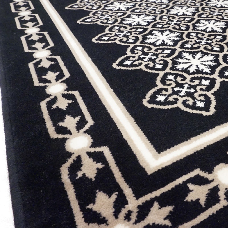 フランス モケット織マット 90×60cm　チュイル/ブラック　FRG60-TUIRE-BK