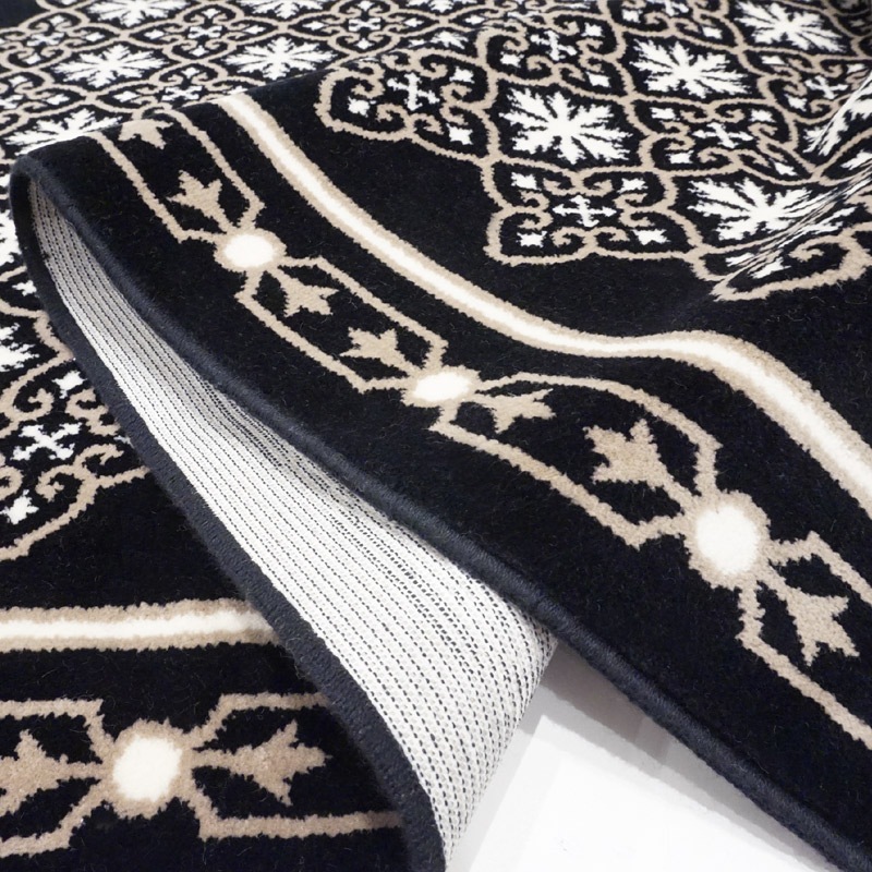 フランス モケット織マット 90×60cm　チュイル/ブラック　FRG60-TUIRE-BK