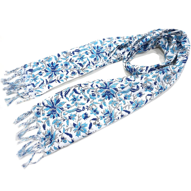 【新品】NILA フラワープリント コットンストール szblockprints ハンドブロックプリント コットンストール IBP-SCF005