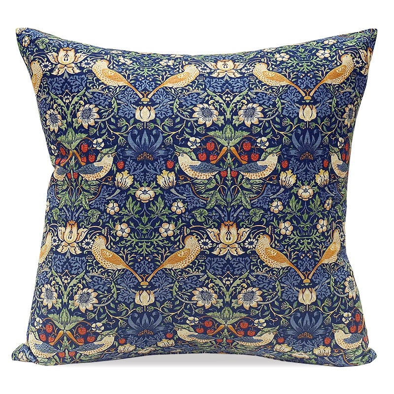 Morris Collection クッションカバー（45cm） いちご泥棒/ネイビー MCC-STNV