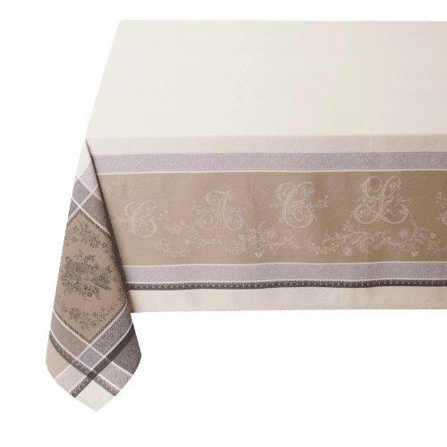 フランス製 ジャカード織　撥水テーブルクロス☆ ロマンティック/トープ 160x160cmサイズ F160160-RMTQ