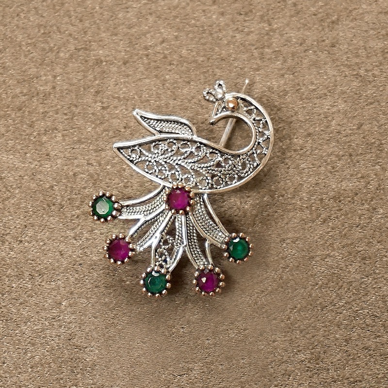 トルコ伝統の銀線細工 テルキャーリ ブローチ　SV-BR-TK002