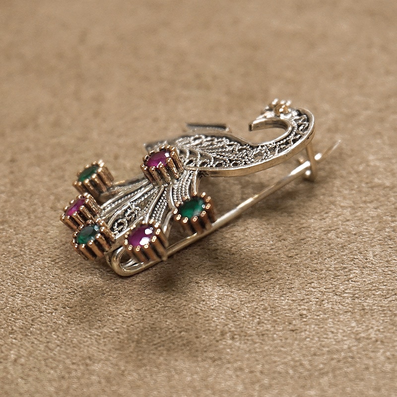 トルコ伝統の銀線細工 テルキャーリ ブローチ　SV-BR-TK002