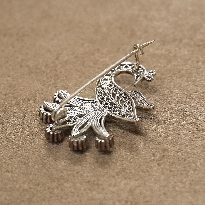 トルコ伝統の銀線細工 テルキャーリ ブローチ　SV-BR-TK002