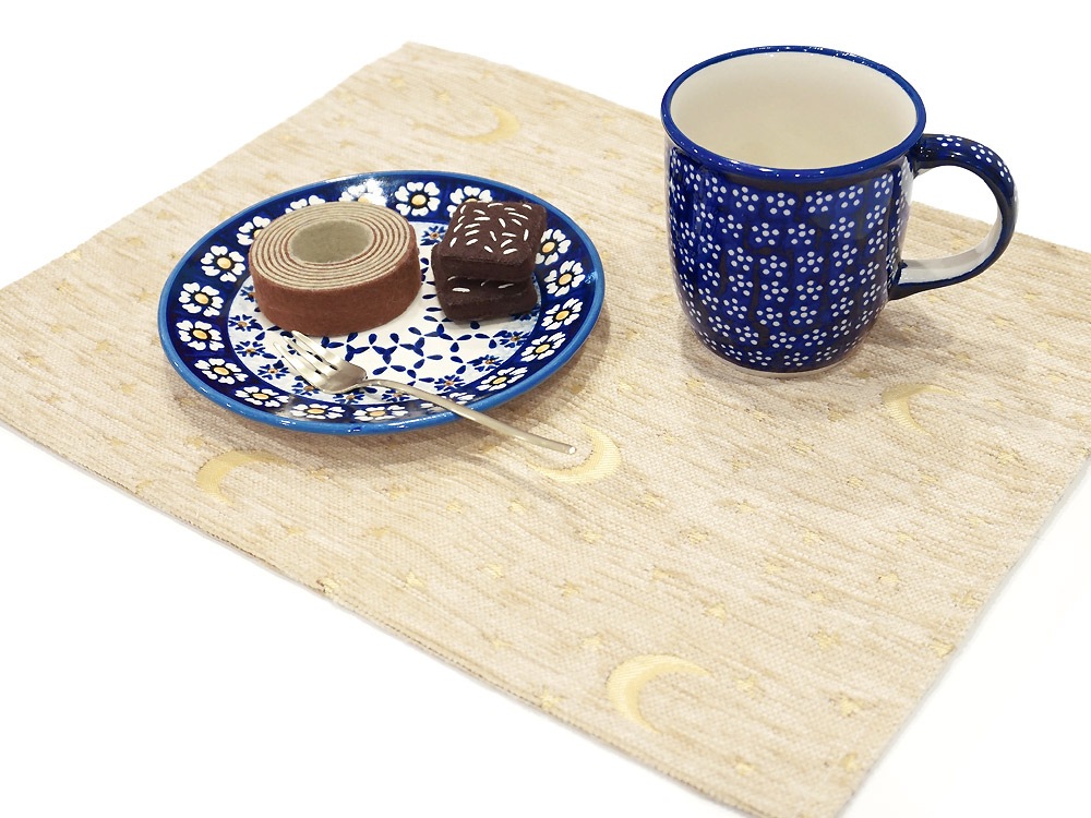 シェニールランチョンマット　CL-AY3CR　月と星/クリーム