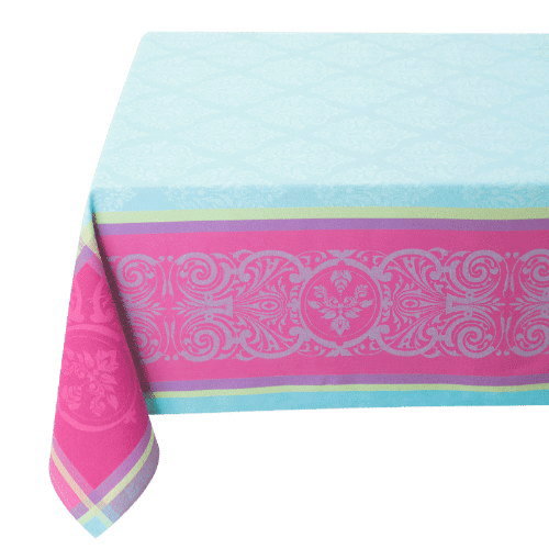 フランス製 ジャカード織 撥水テーブルクロス☆ ルネサンス/ターコイズ