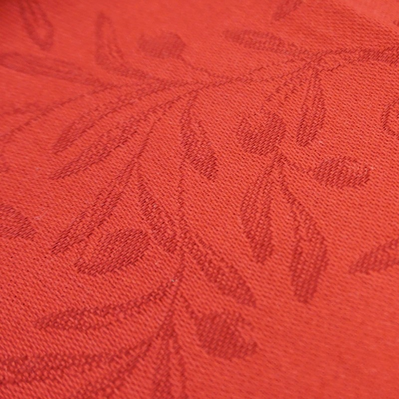 フランス製 ジャカード織　撥水テーブルクロス☆ オリヴィア/レッド 200x160cmサイズ　F200160-OLVI-RD