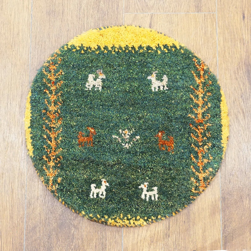 手織りギャッベ　円形座布団サイズ(約38cm)　GB40R-129