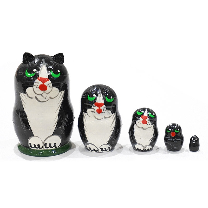 猫マトリョーシカ - ネコ好きの手作り陶器 Catryoshka かわいい猫 マトリョーシカ ロシアの入れ子人形セット トレーナー