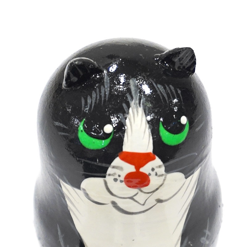 ロシア ミニマトリョーシカ ネコ/黒（5P） MAT-168 | インテリア雑貨