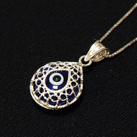 ナザールボンジュウペンダントトップ　N-PS3914N　シルバー925/ネイビー目玉