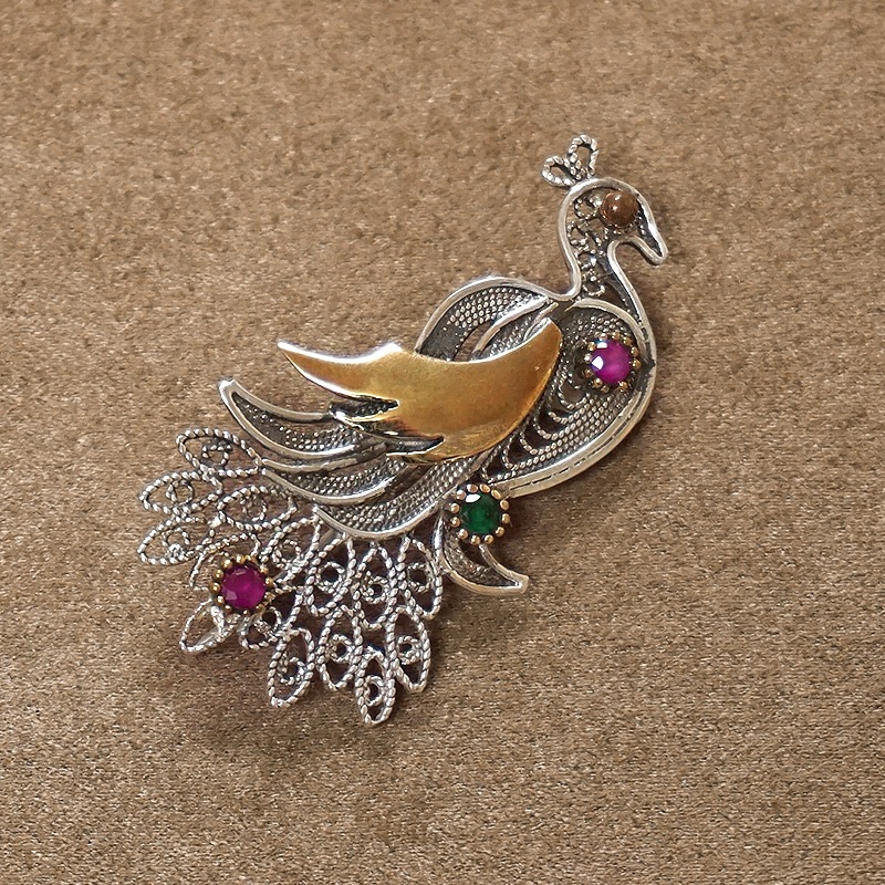 トルコ伝統の銀線細工 テルキャーリ ブローチ　SV-BR-TK007