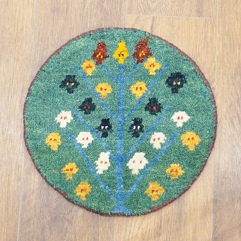 手織りギャッベ　円形座布団サイズ(約37cm)　GB40R-128