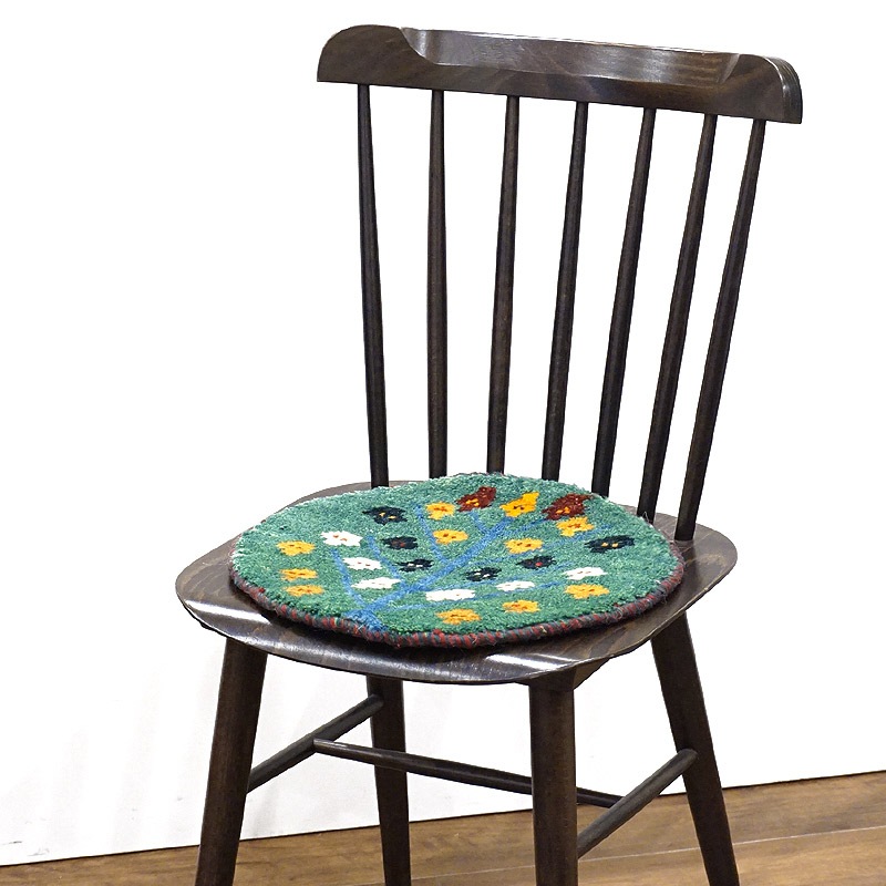 手織りギャッベ　円形座布団サイズ(約37cm)　GB40R-128