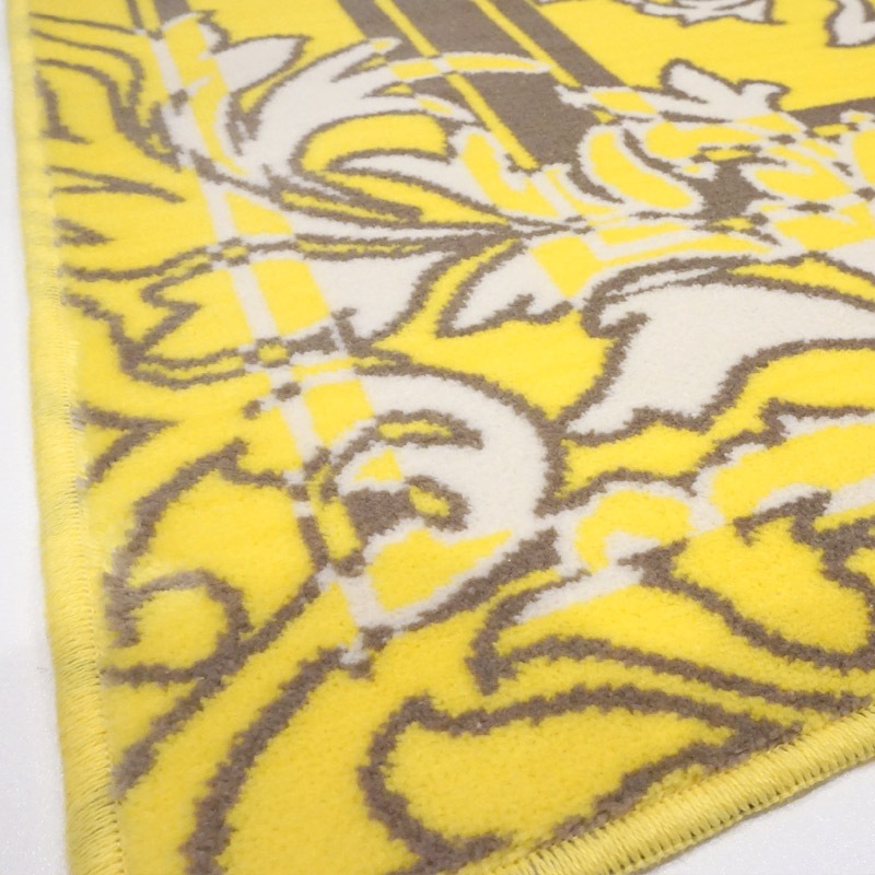 フランス モケット織マット 90×60cm カドレ/イエロー FRG60-CADRE-YL