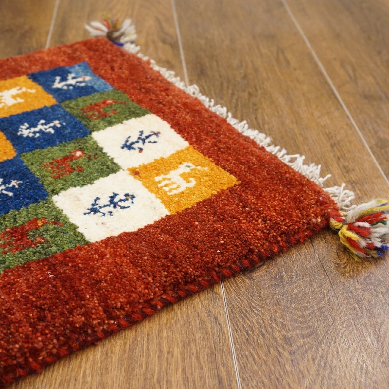 手織りギャッベ GB60-184 60×44cm 小さめ玄関サイズ | □イラン産