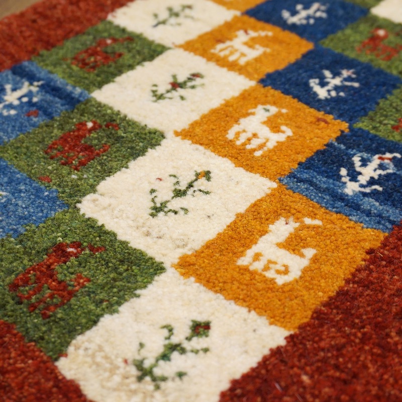 手織りギャッベ GB60-184 60×44cm 小さめ玄関サイズ | □イラン産