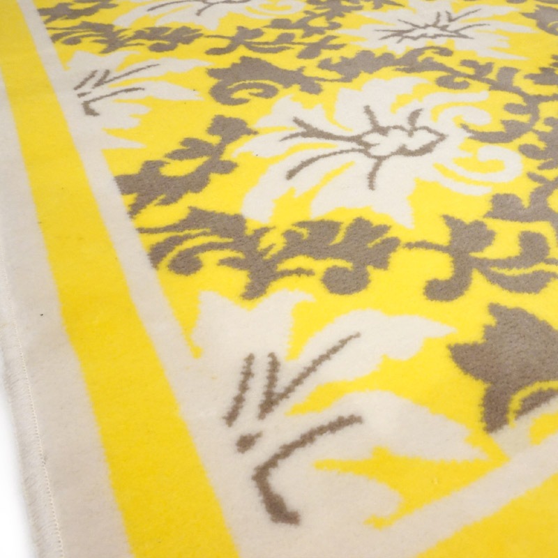 フランス モケット織マット 90×60cm ボタニカル/イエロー FRG60-BTNQ