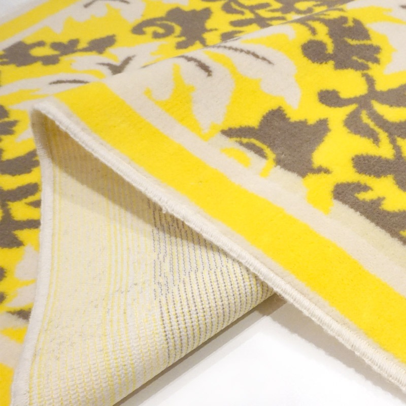 フランス モケット織マット 90×60cm ボタニカル/イエロー FRG60-BTNQ