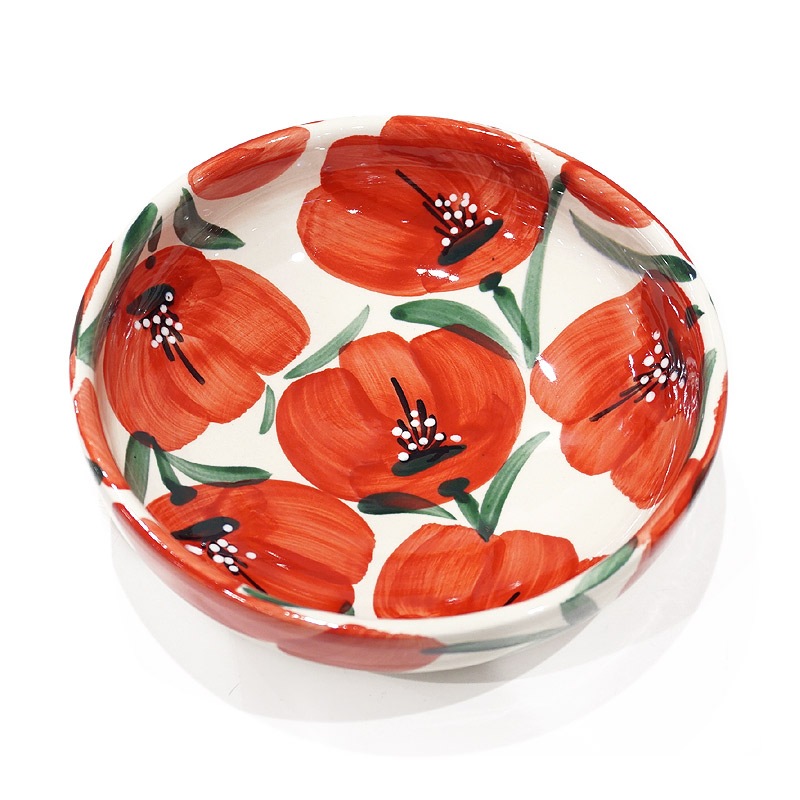 スペイン陶器 SP-19APH ボウル大/赤いポピー柄 | キッチン