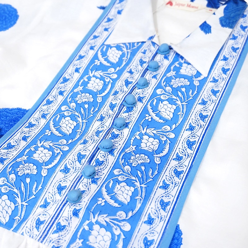 ハンドブロックプリント ワンピース JM-233WTM ウエストリボン