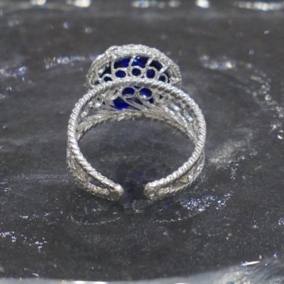 ナザールボンジュウリング　N-RS74008N　シルバー925/ネイビー目玉　（フリーサイズ）