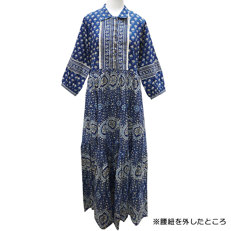 カンタキルト×ブロックプリントワンピース no204 ブロックプリント