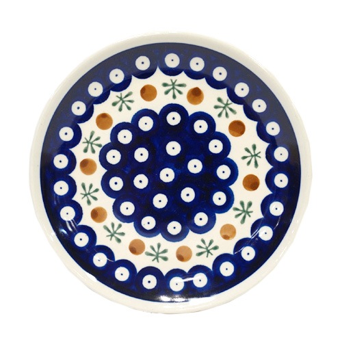 ポーランド陶器　ポーリッシュポタリー　「ボレスワヴィエツ」 プレート16cm　GU818-41　藍目玉/バタフライ柄