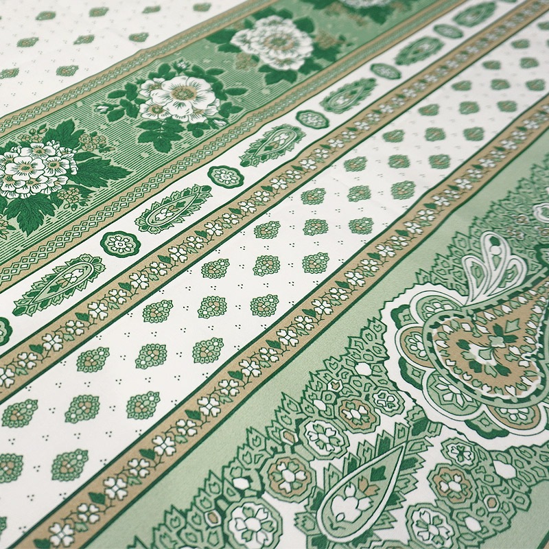 フランス製 コットン撥水テーブルクロス　バスティード/グリーン 150x120cmサイズ F155120-BSTD-GR