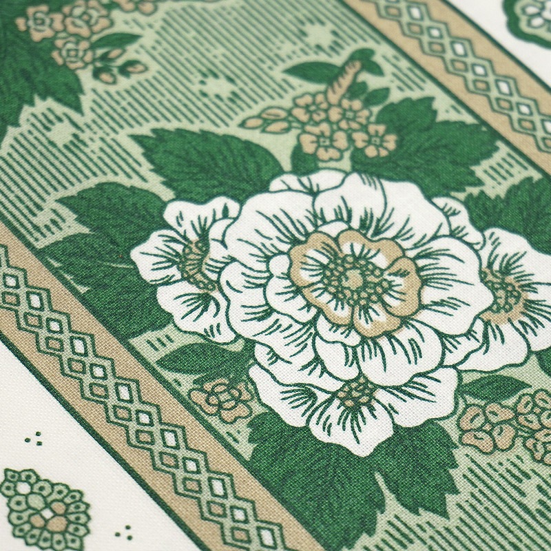 フランス製 コットン撥水テーブルクロス　バスティード/グリーン 150x120cmサイズ F155120-BSTD-GR