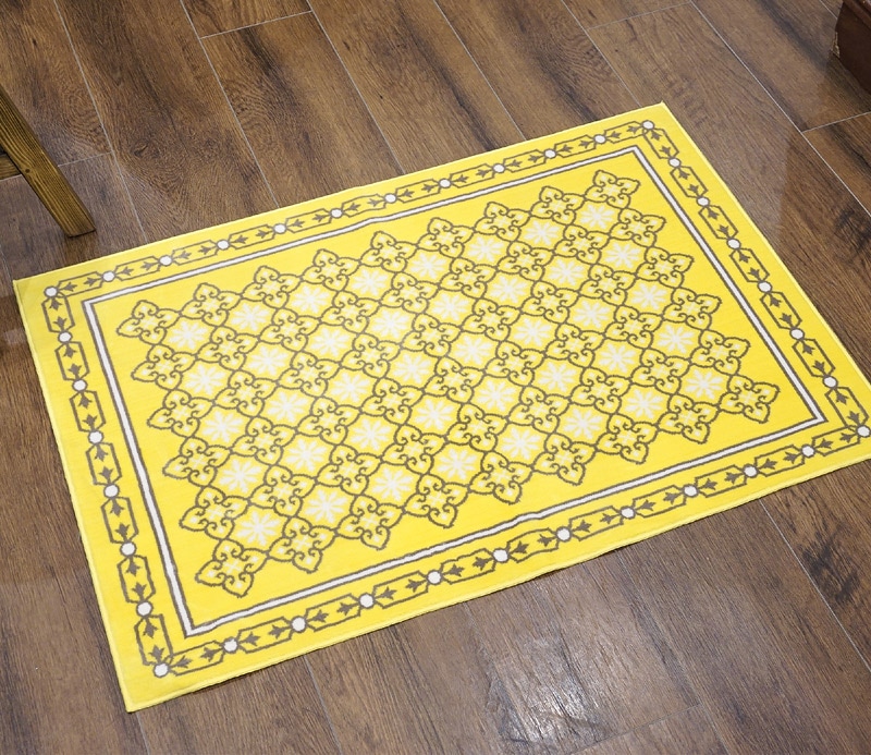 フランス モケット織マット 90×60cm　チュイル/イエロー　FRG60-TUIRE-YL