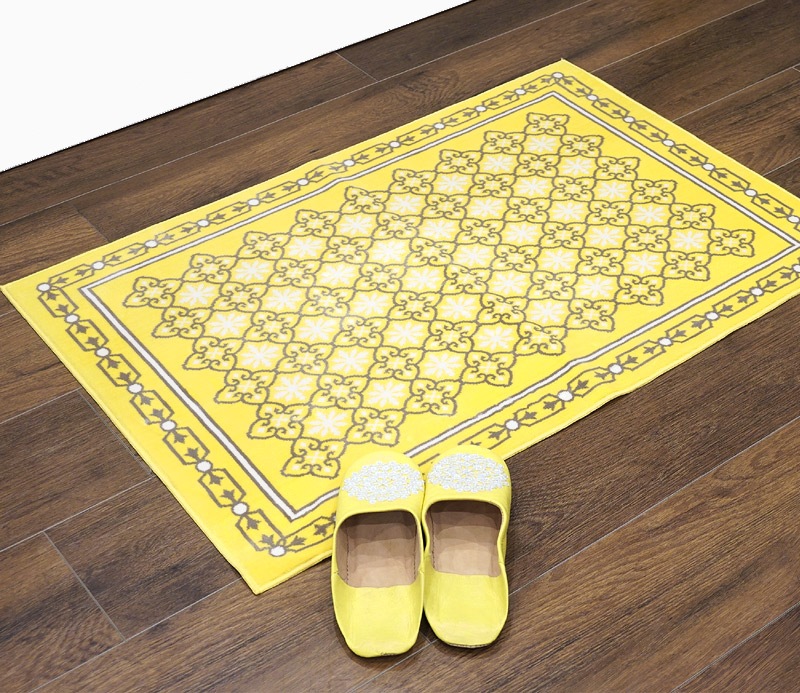 フランス モケット織マット 90×60cm　チュイル/イエロー　FRG60-TUIRE-YL