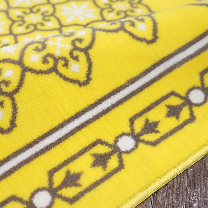 フランス モケット織マット 90×60cm　チュイル/イエロー　FRG60-TUIRE-YL